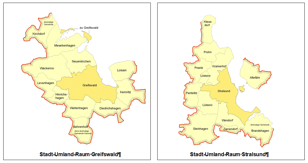 Karte Stadt-Umland-Raum Greifswald und Stralsund